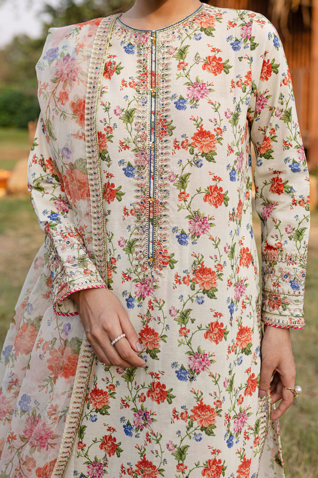 Nehal 3Pc - Printed Khaddar Dress