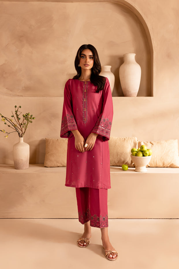 Aurora Pink 2Pc - Embroidered Lawn Dress