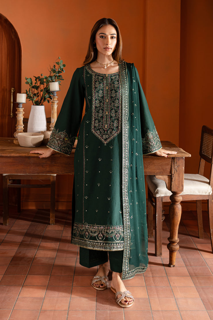 Jensun 3Pc- Embroidered Karandi Dress