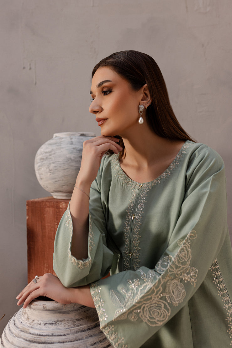 Sea Blush 2Pc - Embroidered Khaddar Dress