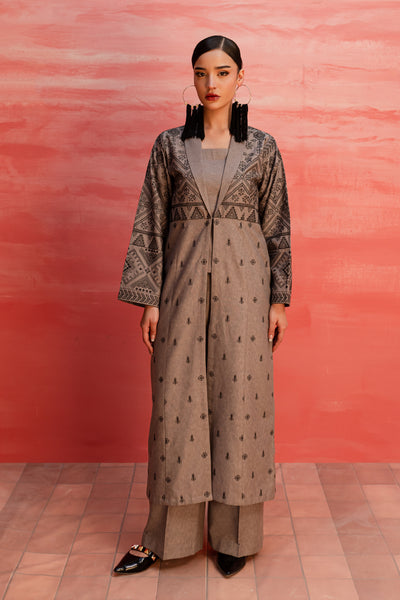 Zaavi 3Pc - Embroidered Karandi Dress