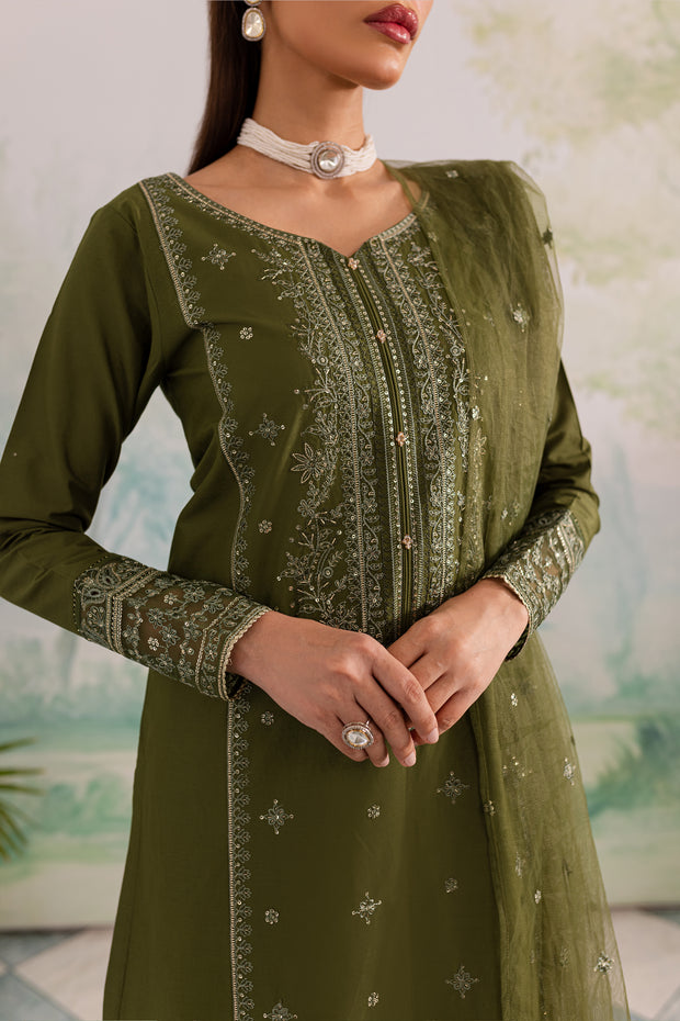 Key Lime 3Pc - Embroidered Lawn Dress