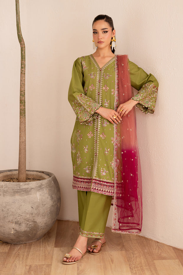 Slush 3Pc - Embroidered Solid Dress
