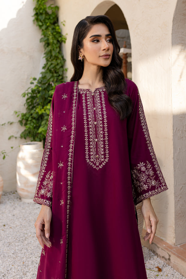 Saaya 3Pc - Embroidered Khaddar Dress