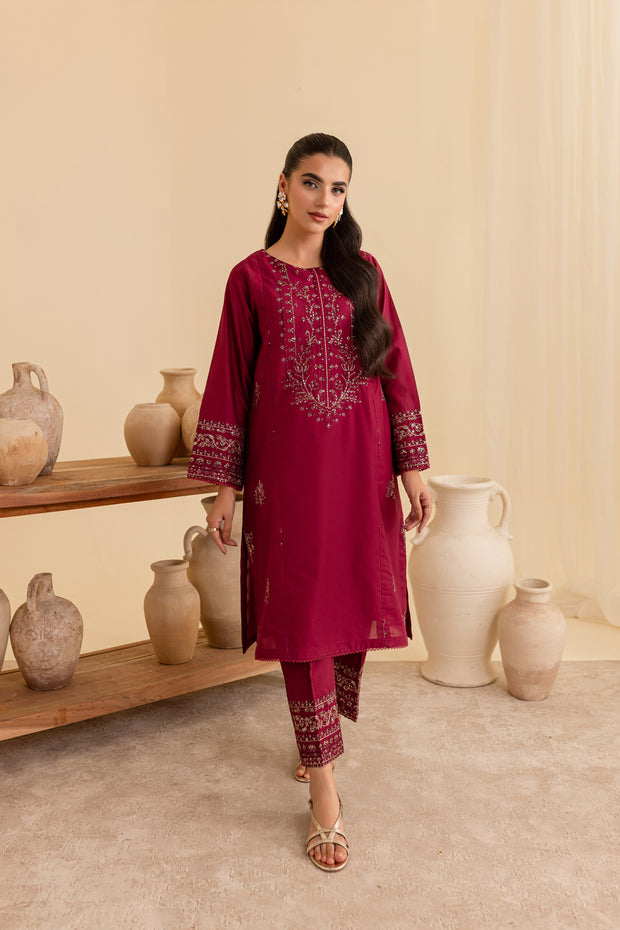 Geemo 2Pc - Embroidered Lawn Dress