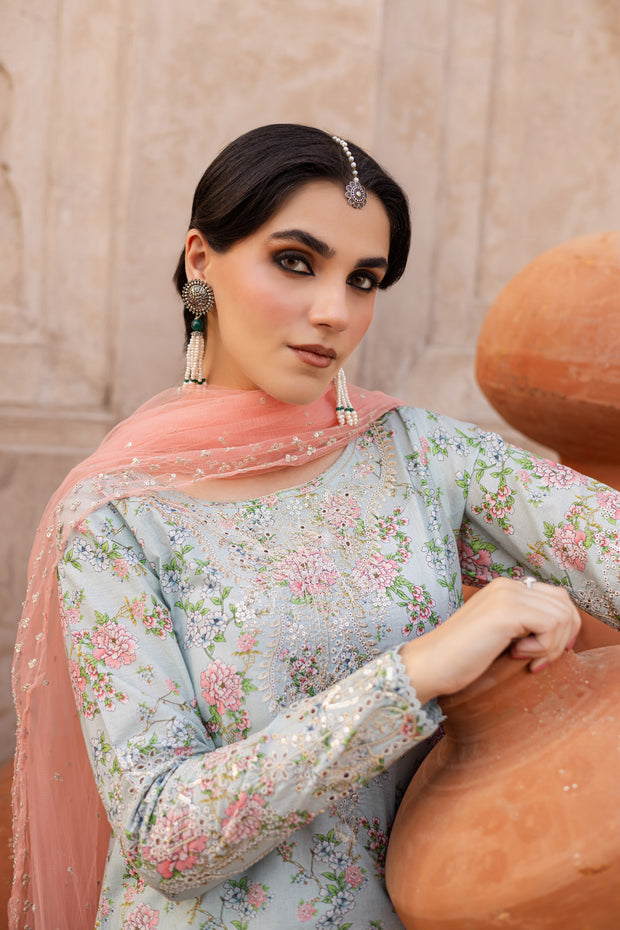 Zerin 3Pc- Printed Lawn Dress