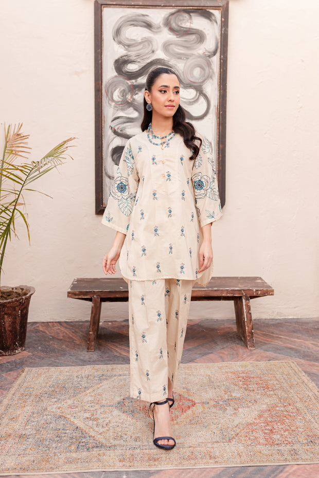 White 2Pc - Embroidered Lawn Dress