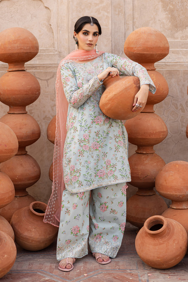 Zerin 3Pc- Printed Lawn Dress