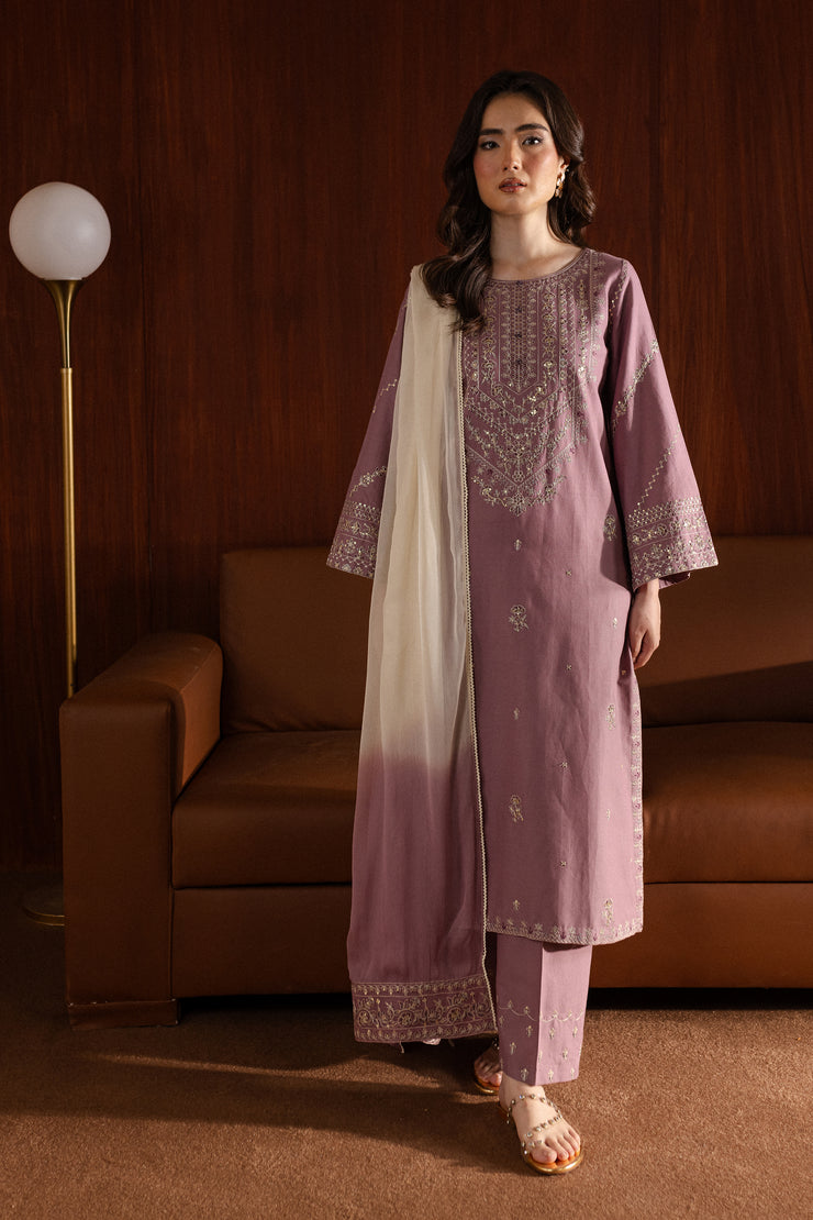 Rose Crush 3Pc - Embroidered Khaddar Dress