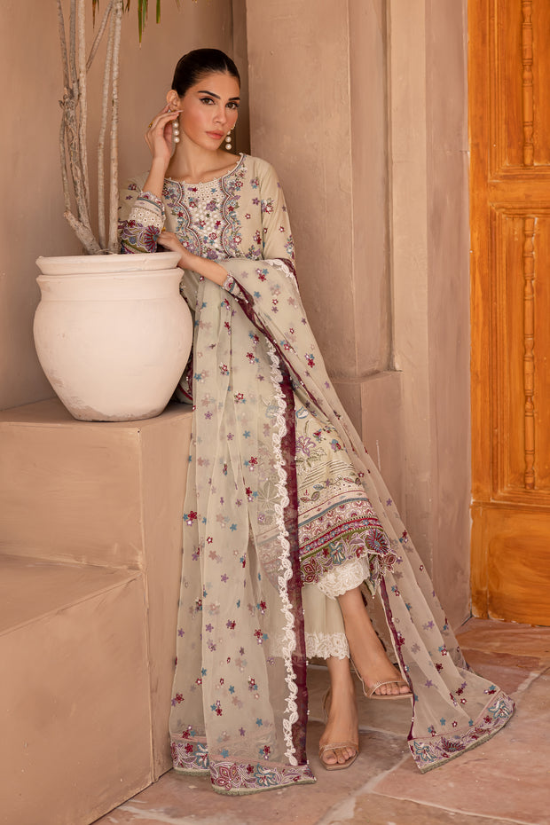 Amiraa 3Pc - Embroidered Luxe Pre