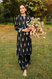 Black Paisley 2Pc - Printed Khaddar Dress