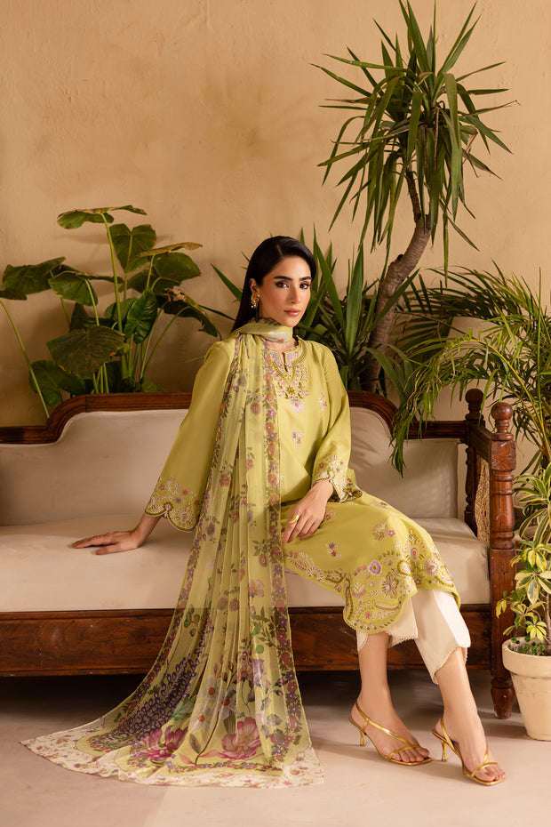 Apple Pie 3Pc - Embroidered Solid Dress
