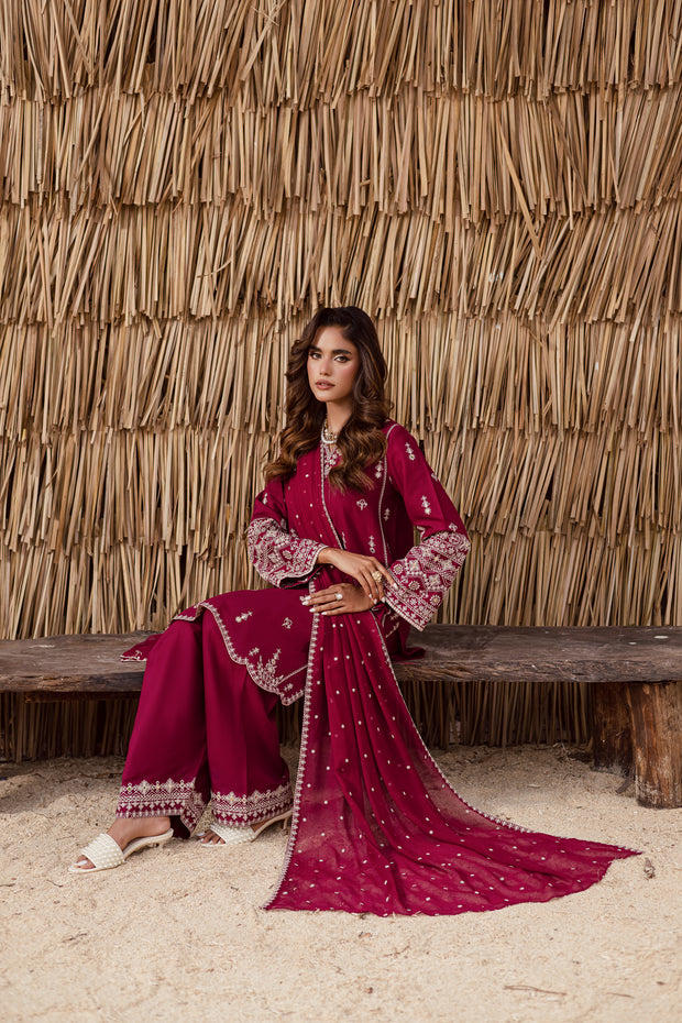 Embroidered khaddar sleeve close up detailed threadwork Pakistani ethnic wear Batik UK winter collection