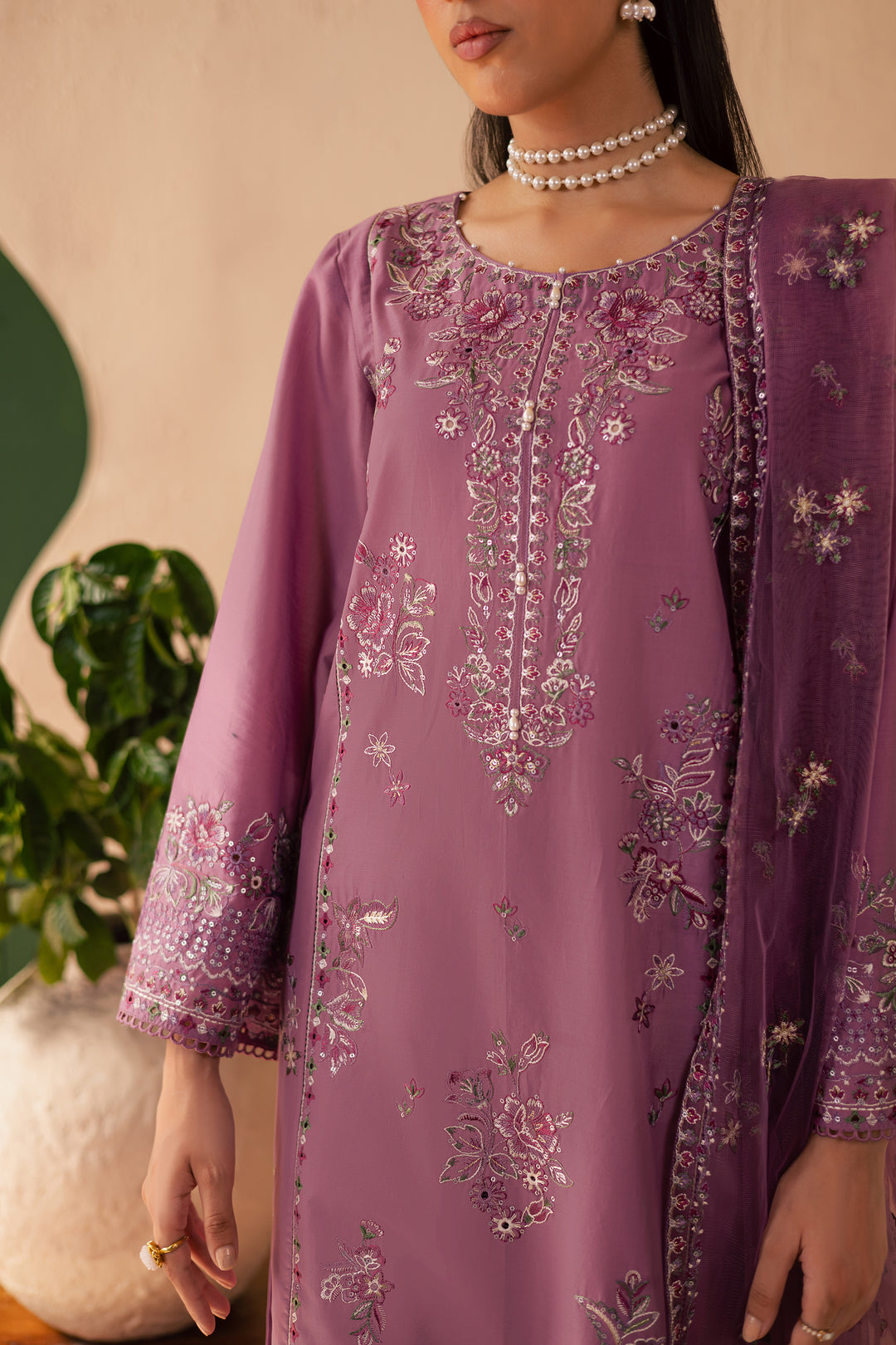 green emerald velvet dress Lilac Floral Embroidered Midi Dress - All Dresses main image 1