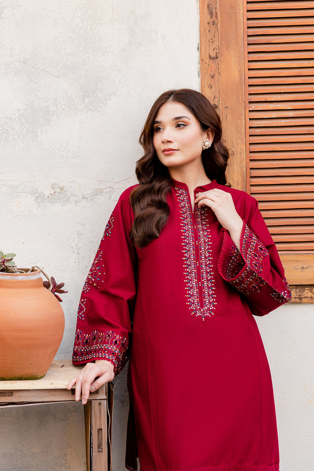 Cosmo 2Pc - Embroidered Khaddar Dress