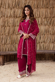 Burgundy embroidered khaddar shalwar classic Pakistani three piece suit affordable festive outfit UK