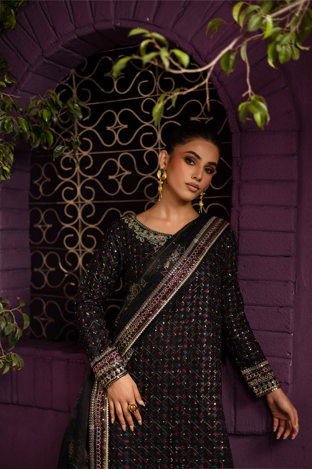 Aylin 3Pc - Embroidered Solid Dress