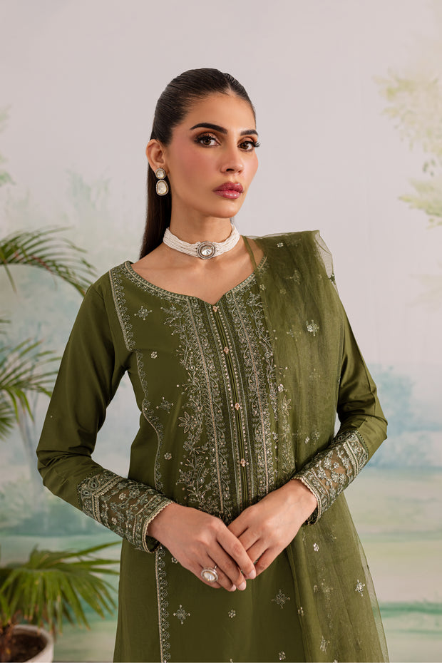 Key Lime 3Pc - Embroidered Lawn Dress