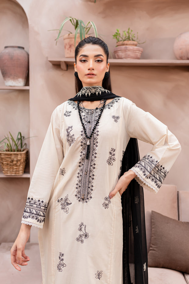Post 3Pc - Embroidered Lawn Dress