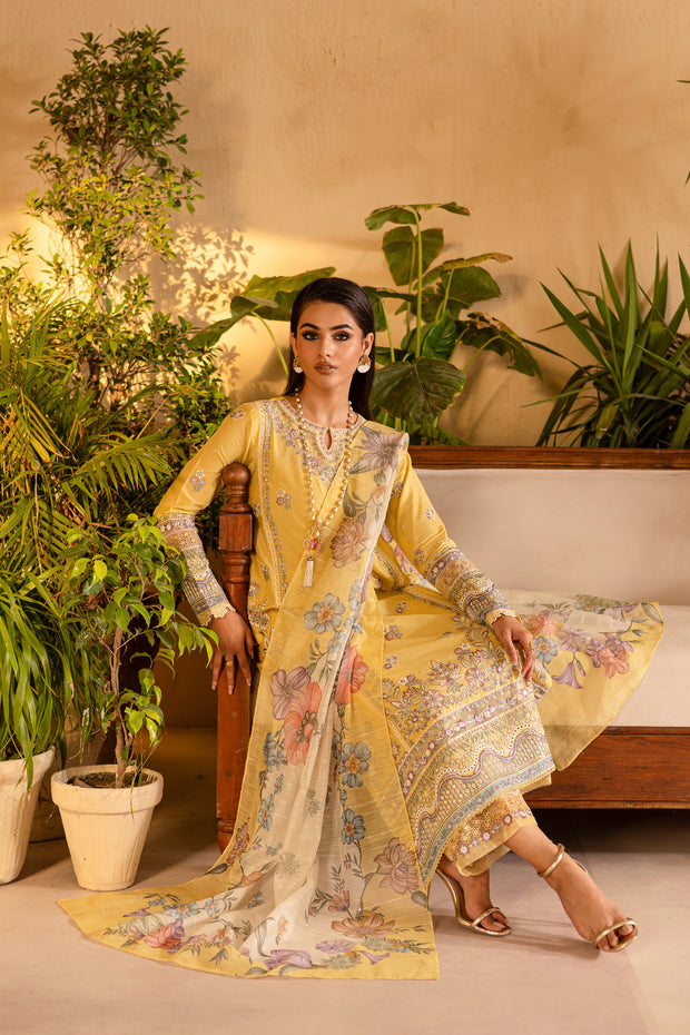 Maize 3Pc - Embroidered Solid Dress