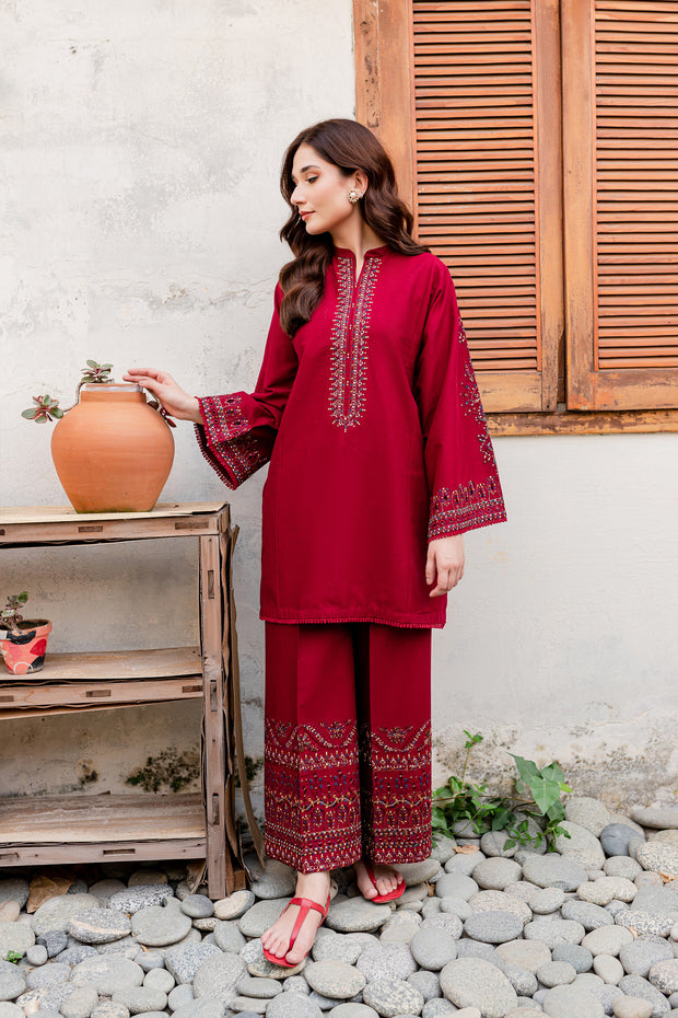 Cosmo 2Pc - Embroidered Khaddar Dress