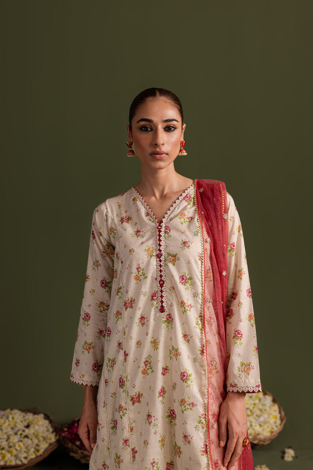 Pink Rose 3Pc - Printed Lawn Dress