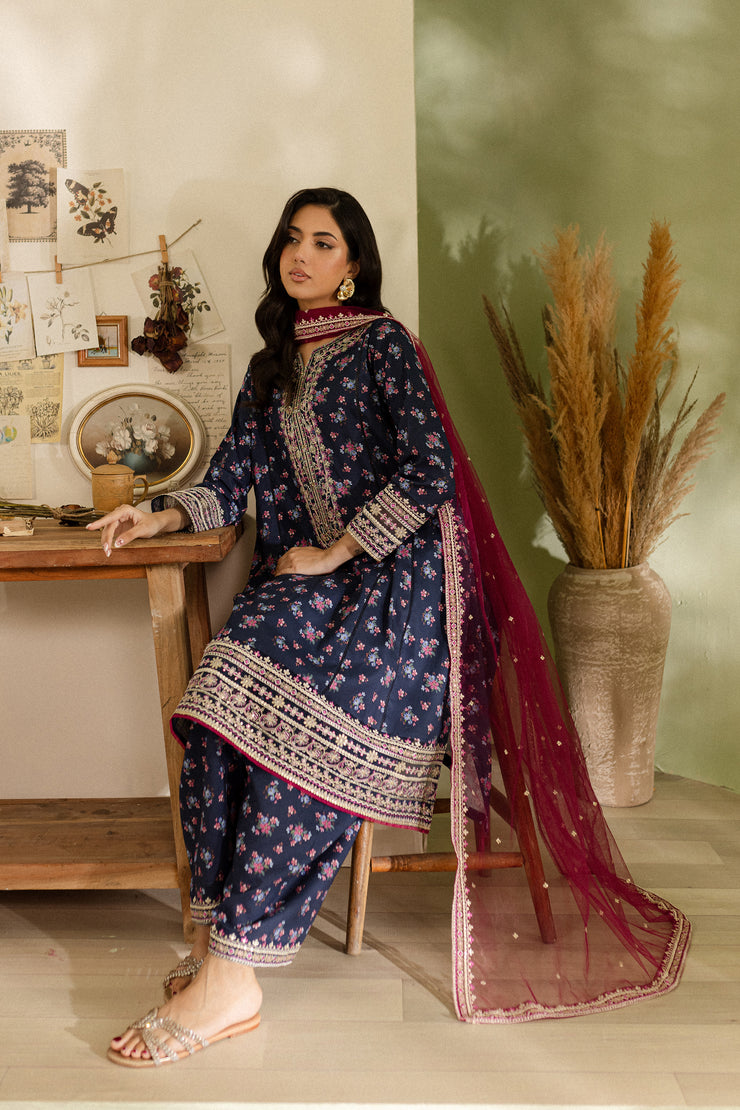 Joy 3Pc - Printed Khaddar Dress