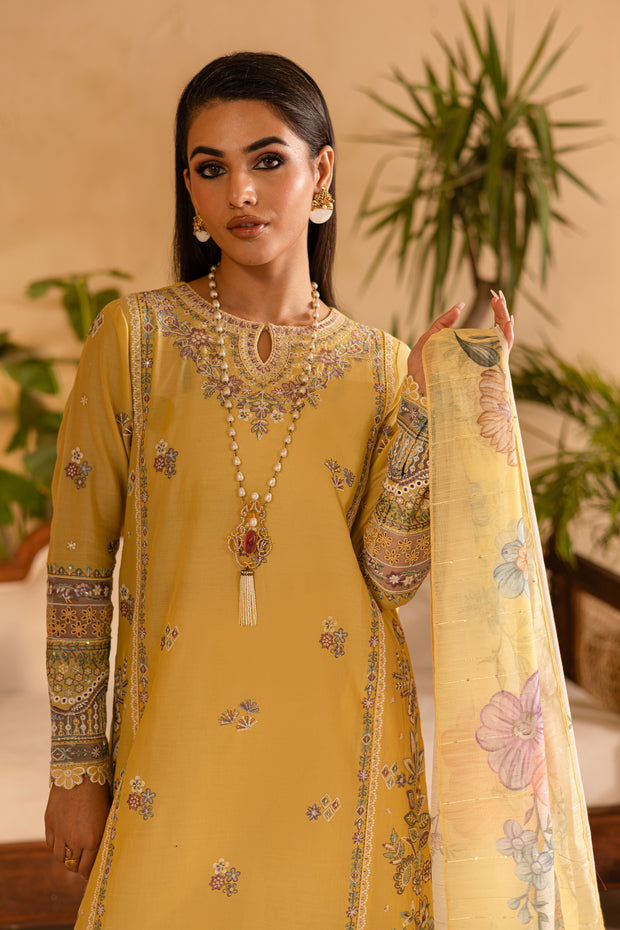Maize 3Pc - Embroidered Solid Dress