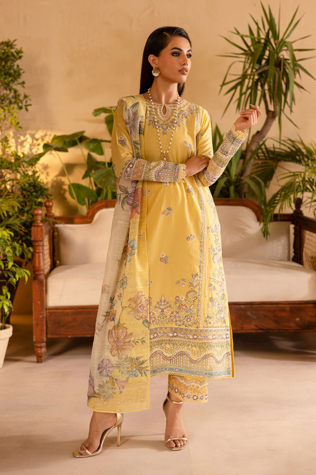 Maize 3Pc - Embroidered Solid Dress