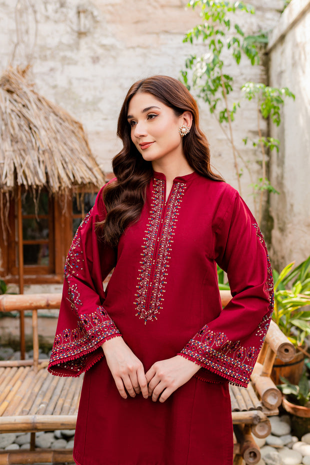 Cosmo 2Pc - Embroidered Khaddar Dress
