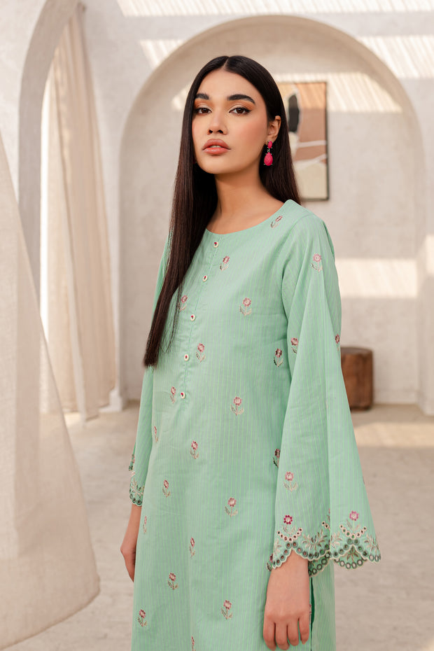 Mair 2Pc - Embroidered Jacquard Dress