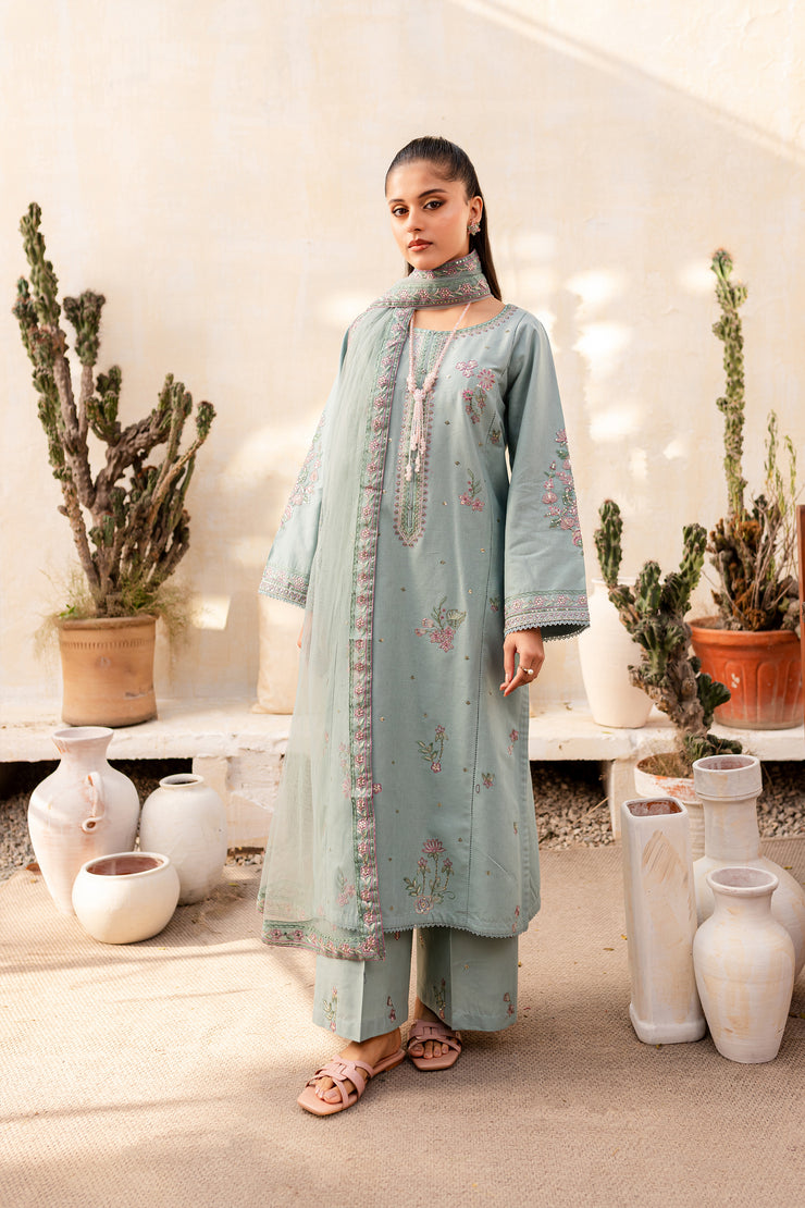 Cora 3Pc - Embroidered Khaddar Dress