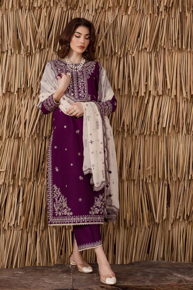 Embroidered khaddar culottes with lace finishing modern ethnic outfit affordable Pakistani festive suit UK