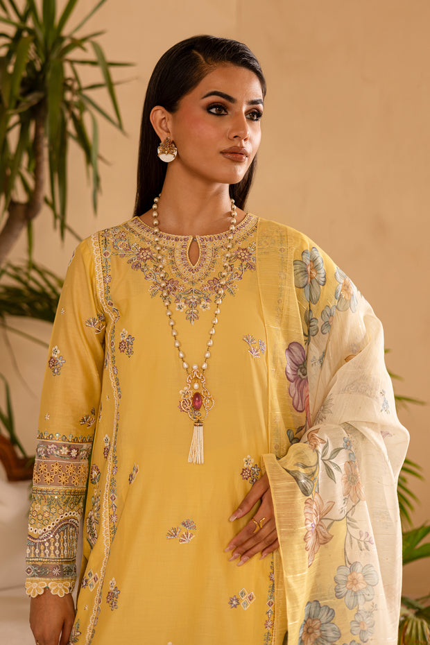 Maize 3Pc - Embroidered Solid Dress
