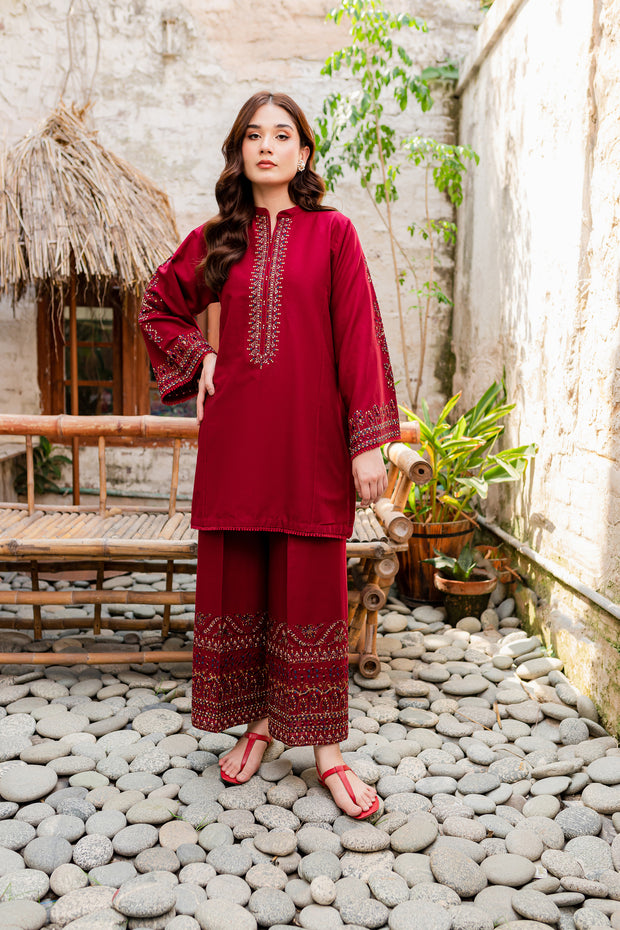 Cosmo 2Pc - Embroidered Khaddar Dress