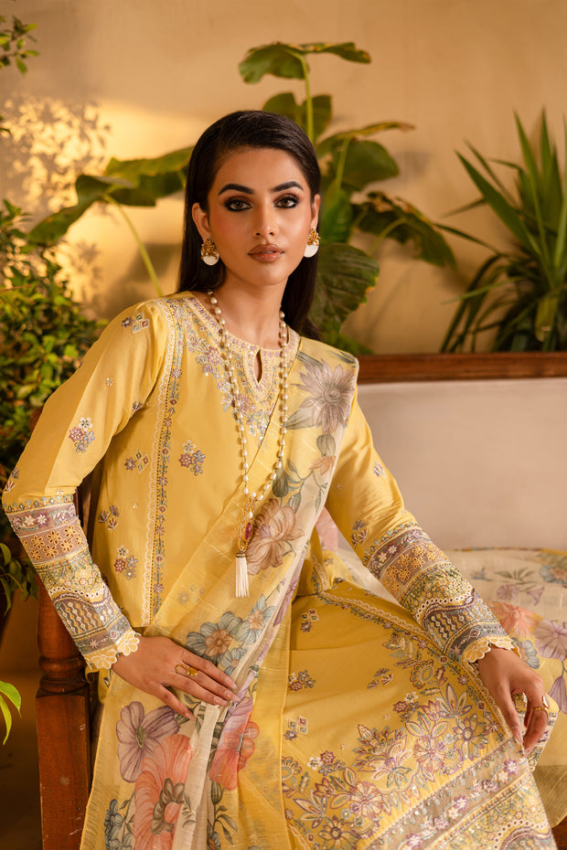Maize 3Pc - Embroidered Solid Dress