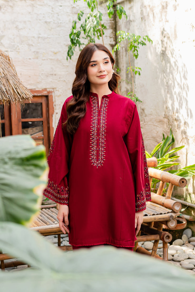 Cosmo 2Pc - Embroidered Khaddar Dress