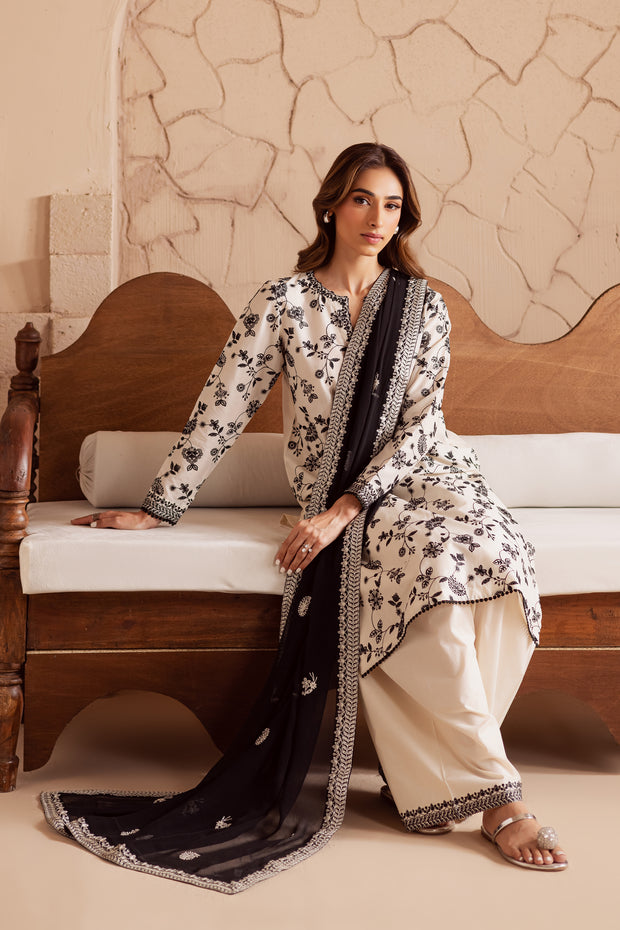 Pearl Of The Coast 3Pc - Embroidered Lawn Dress
