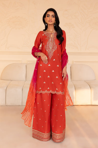 Rusteez 3Pc - Embroidered Sharara Pret