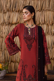 lared khaddar sleeve with embroidered organza border and sequin finish  traditional yet modern Pakistani outfit