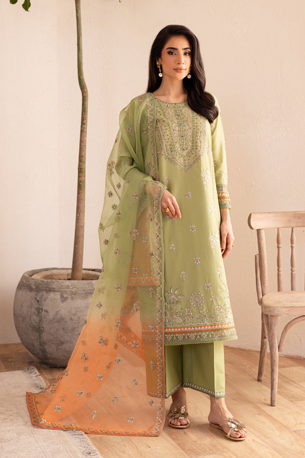 Citrus Glow 3Pc - Embroidered Solid Dress