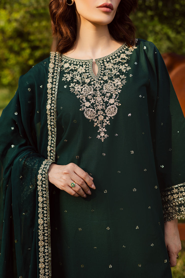 Asmira 3Pc - Embroidered Khaddar Dress BATIK WINTER PRET 2025  BATIK   XS / Ocean Green / Khaddar-S / Ocean Green / Khaddar-M / Ocean Green / Khaddar-L / Ocean Green / Khaddar-XL / Ocean Green / Khaddar