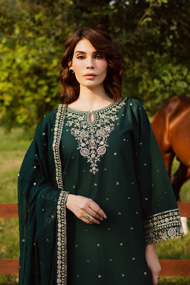 Asmira 3Pc - Embroidered Khaddar Dress BATIK WINTER PRET 2025  BATIK   XS / Ocean Green / Khaddar-S / Ocean Green / Khaddar-M / Ocean Green / Khaddar-L / Ocean Green / Khaddar-XL / Ocean Green / Khaddar