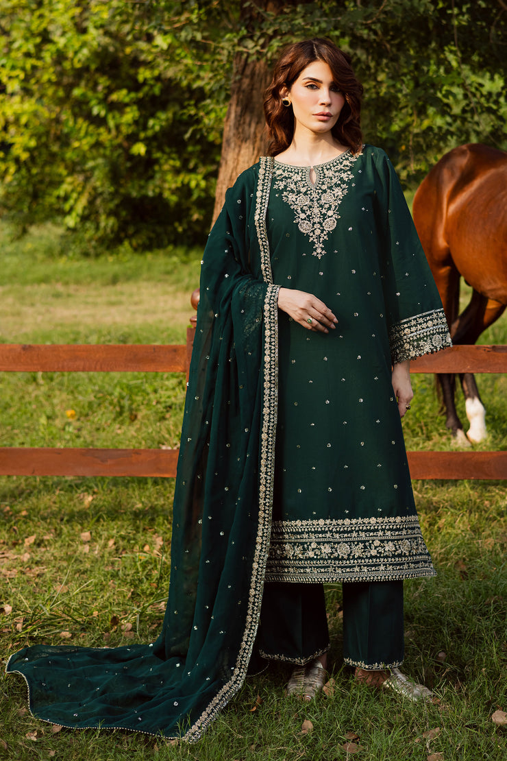 Asmira 3Pc - Embroidered Khaddar Dress BATIK WINTER PRET 2025  BATIK   XS / Ocean Green / Khaddar-S / Ocean Green / Khaddar-M / Ocean Green / Khaddar-L / Ocean Green / Khaddar-XL / Ocean Green / Khaddar