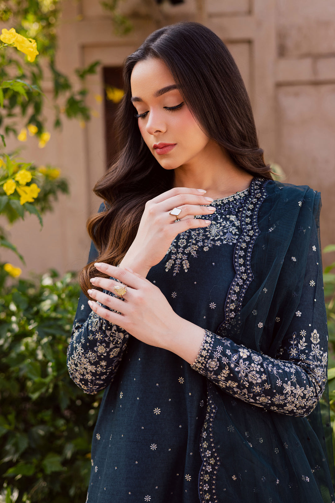 Berry Blue 3Pc - Embroidered Karandi Dress Berry Blue 3Pc - Embroidered Karandi Dress