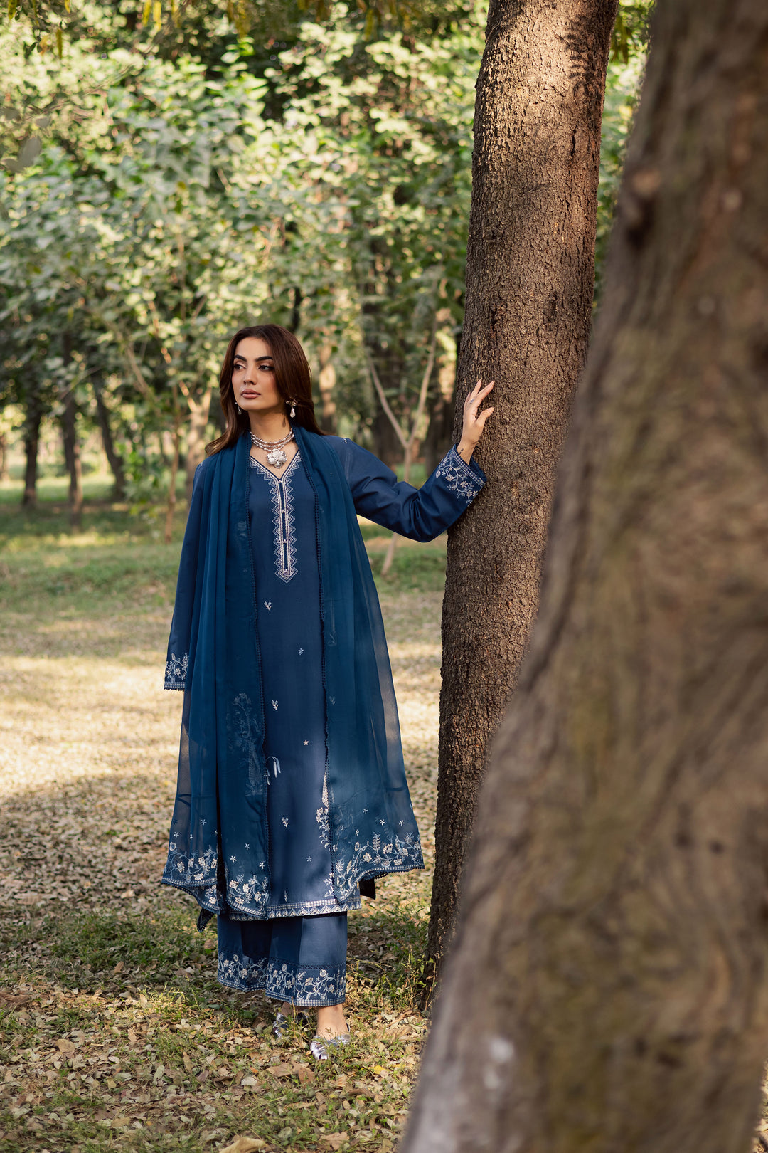batik blue dress Batik Lamia 3pc Embroidered Khaddar Dress