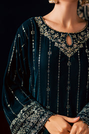  Blue Winter 2Pc - Velvet Luxe Pret BATIKLuxePRET2025  BATIK   XS / Teal / Velvet-S / Teal / Velvet-M / Teal / Velvet-L / Teal / Velvet-XL / Teal / Velvet