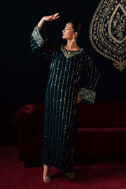  Blue Winter 2Pc - Velvet Luxe Pret BATIKLuxePRET2025  BATIK   XS / Teal / Velvet-S / Teal / Velvet-M / Teal / Velvet-L / Teal / Velvet-XL / Teal / Velvet