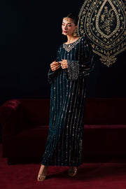  Blue Winter 2Pc - Velvet Luxe Pret BATIKLuxePRET2025  BATIK   XS / Teal / Velvet-S / Teal / Velvet-M / Teal / Velvet-L / Teal / Velvet-XL / Teal / Velvet