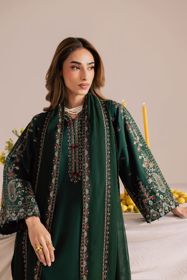  Cross Hatch 3Pc - Embroidered Khaddar Dress BATIK WINTER PRET 2025  BATIK   XS / Emerald Green / Khaddar-S / Emerald Green / Khaddar-M / Emerald Green / Khaddar-L / Emerald Green / Khaddar-XL / Emerald Green / Khaddar